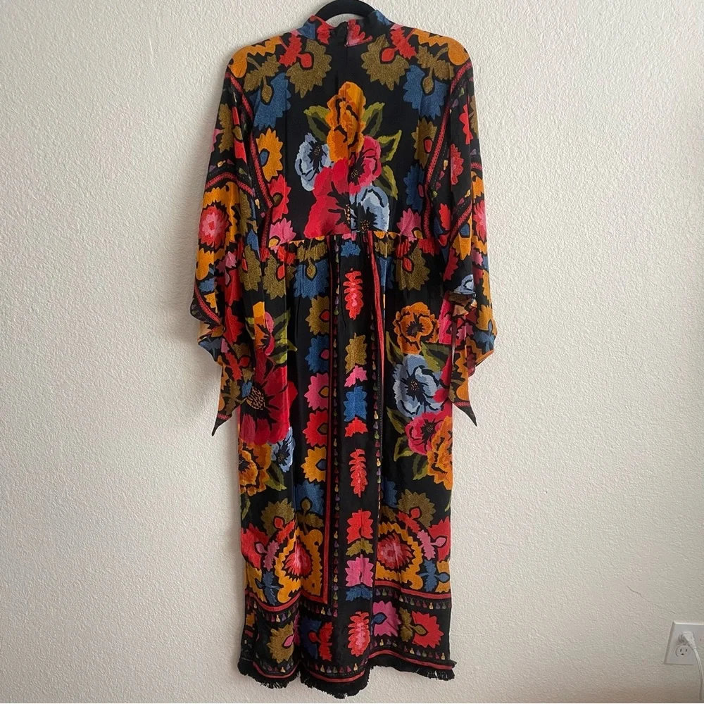 NWT Farm Rio Black Flowers Tapestry Maxi Dress Lined Size M - Picture 6 of 9